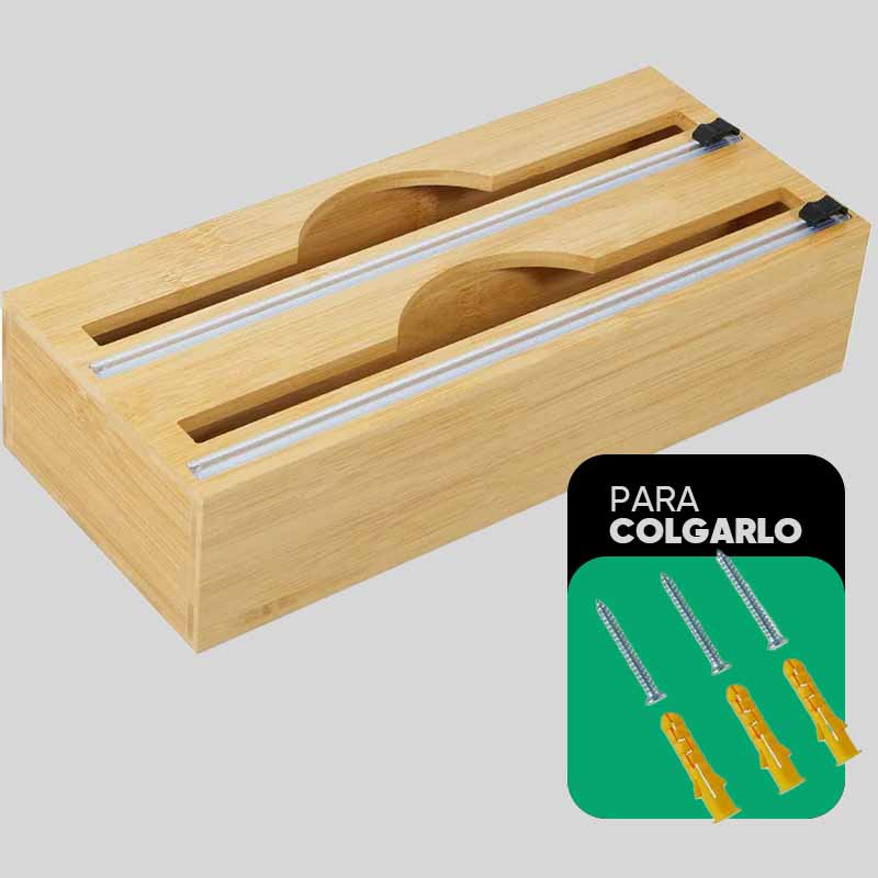 Organizador Porta Rollos de Cocina de Bambú