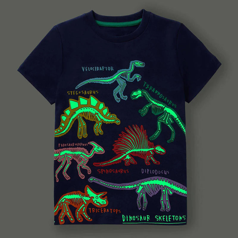 Camiseta Luminosa Diseño Dinosaurio para Niño