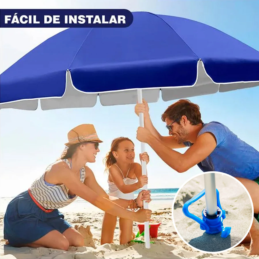 Sombrilla de Playa 2m con Protección UV y Ángulo Ajustable