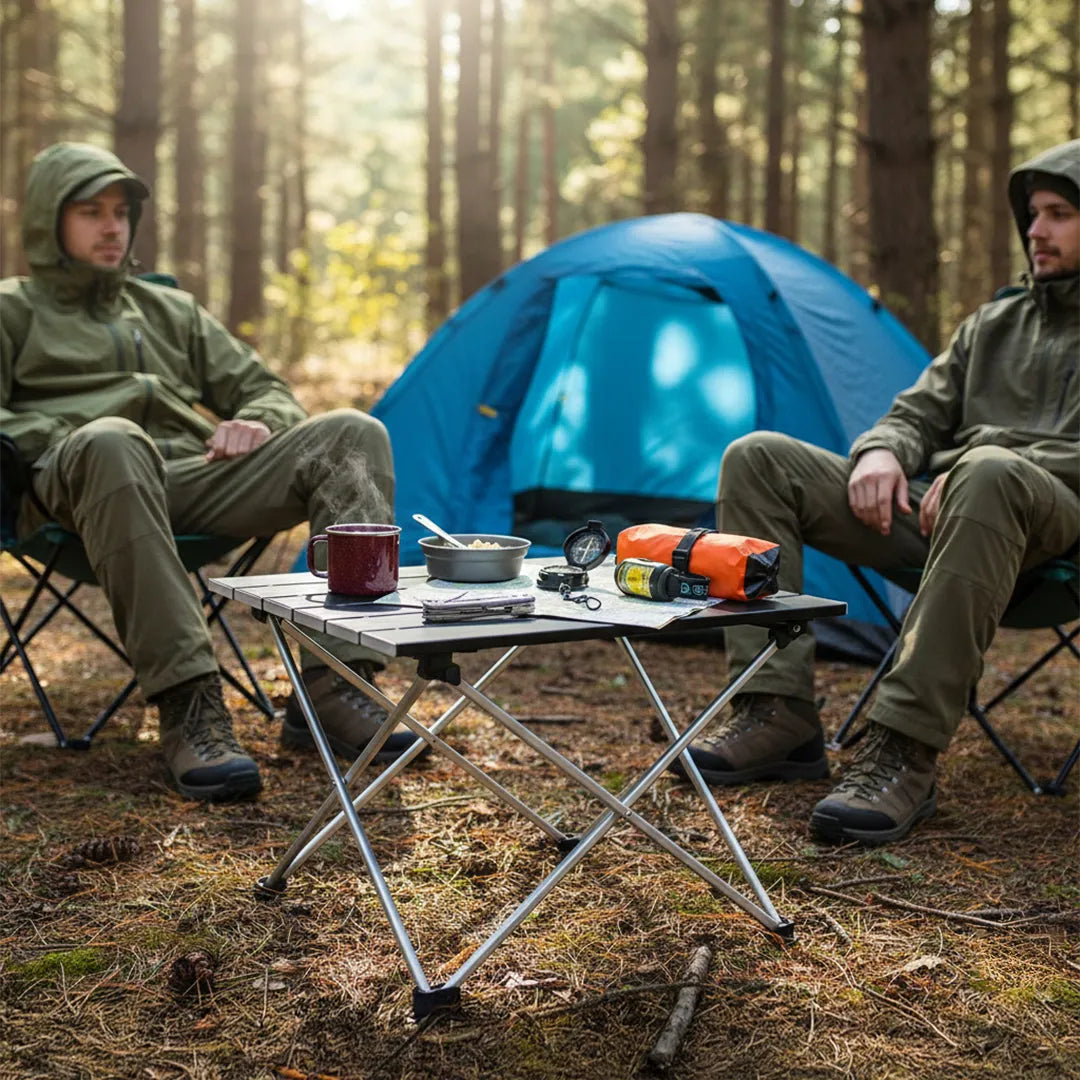 Mesa de comedor plegable de acero al carbono para Camping
