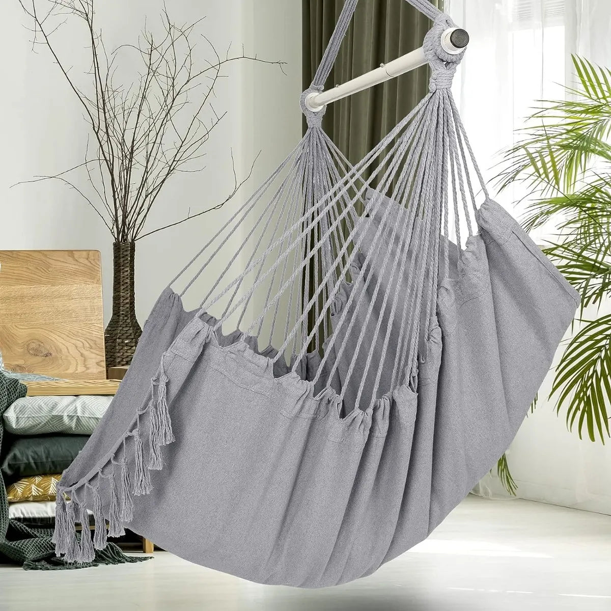 Silla Hamaca Colgante en Macramé con Bolsillo