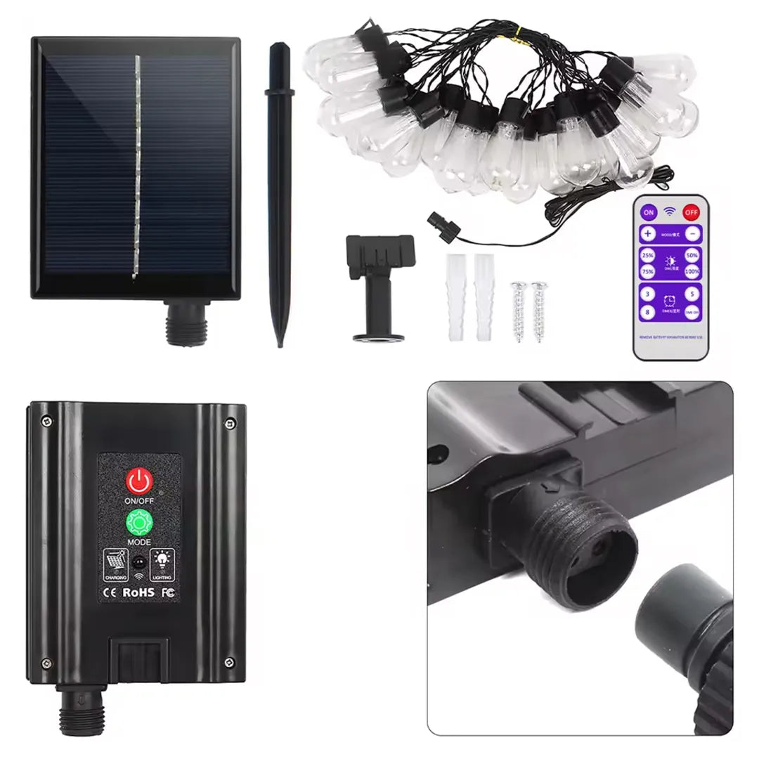 Guirnalda Luces Led Edison 5Mts con Panel Solar