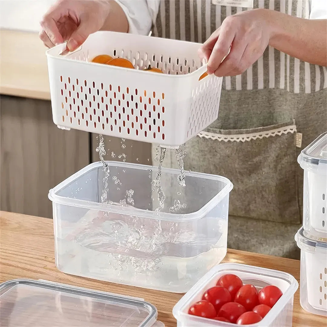 Set de 3 Taper Organizador Alimentos Apilables con Canasto