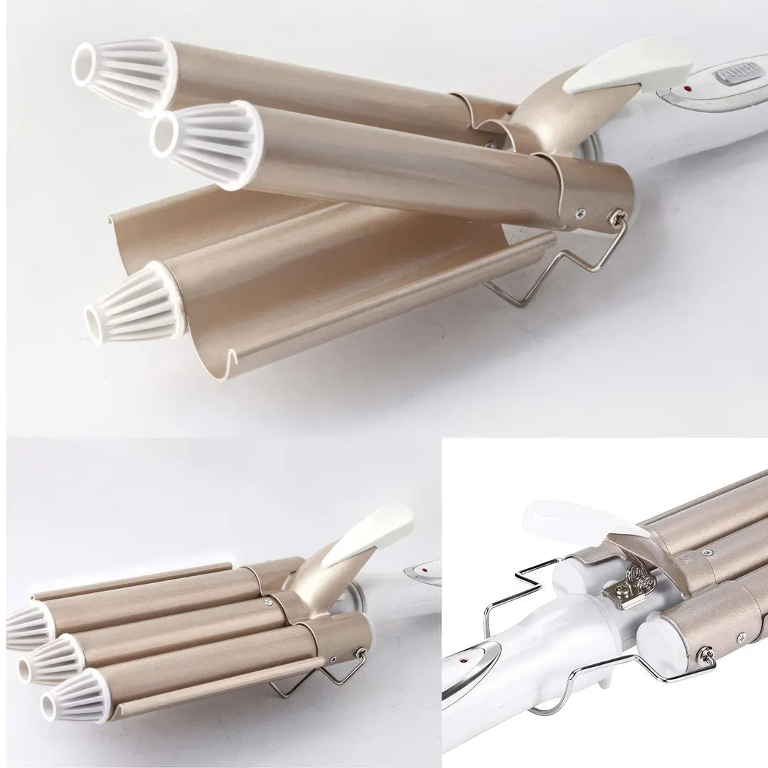 Rizadores de Pelo Profesional Cerámica Triple Rodillo