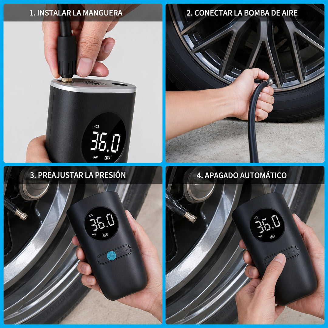 Inflador Compresor Portátil Digital Recargable USB