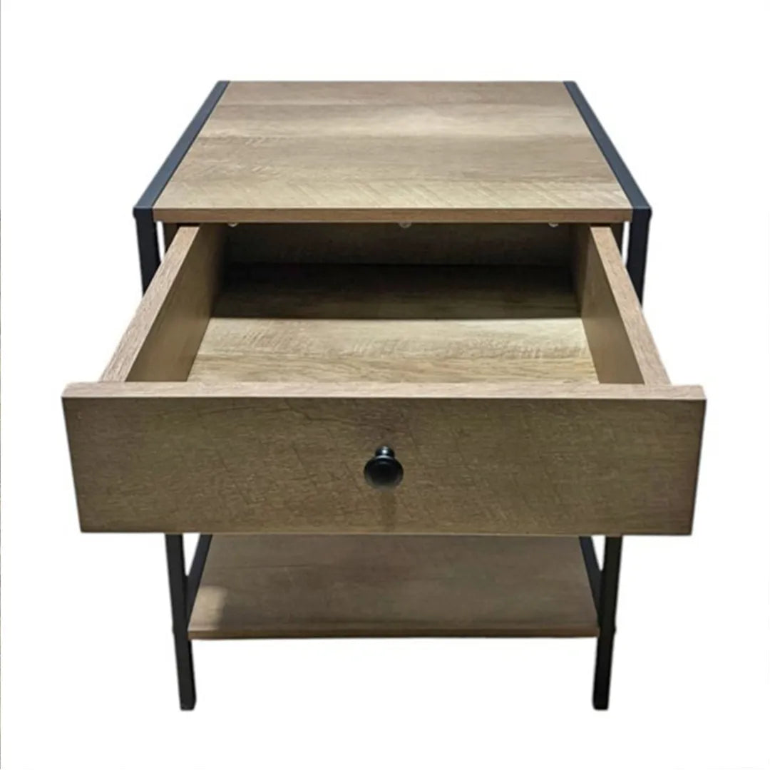 Mesa de Luz de Hierro y mdf Desarmable con 1 Cajon