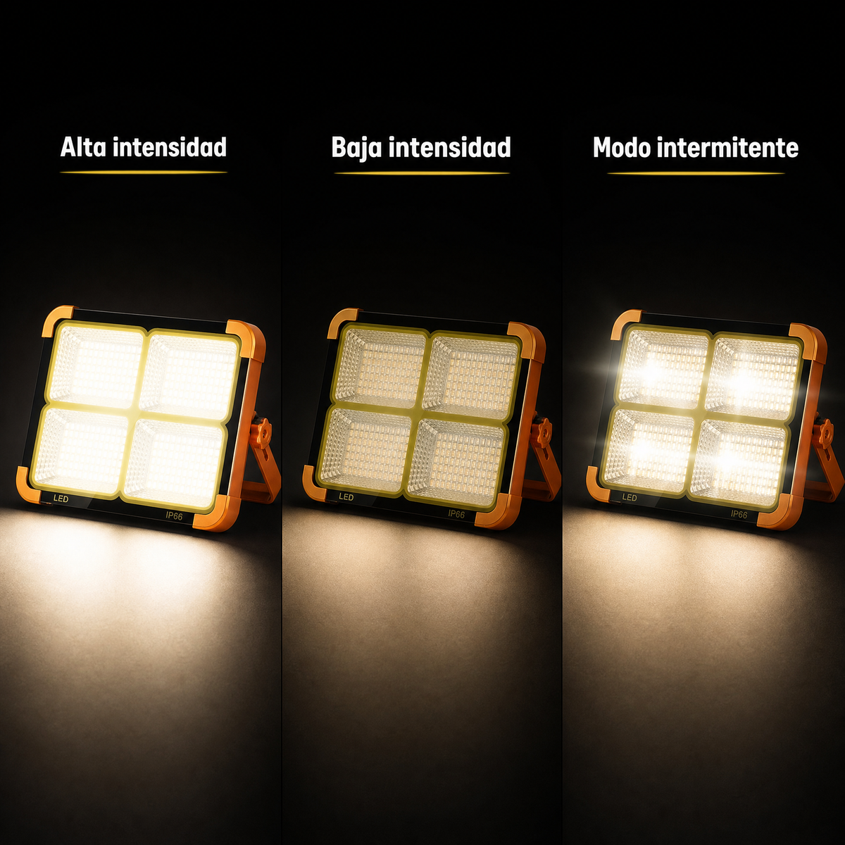 Linterna Foco Panel Solar de 1250 mah Recargable IP66