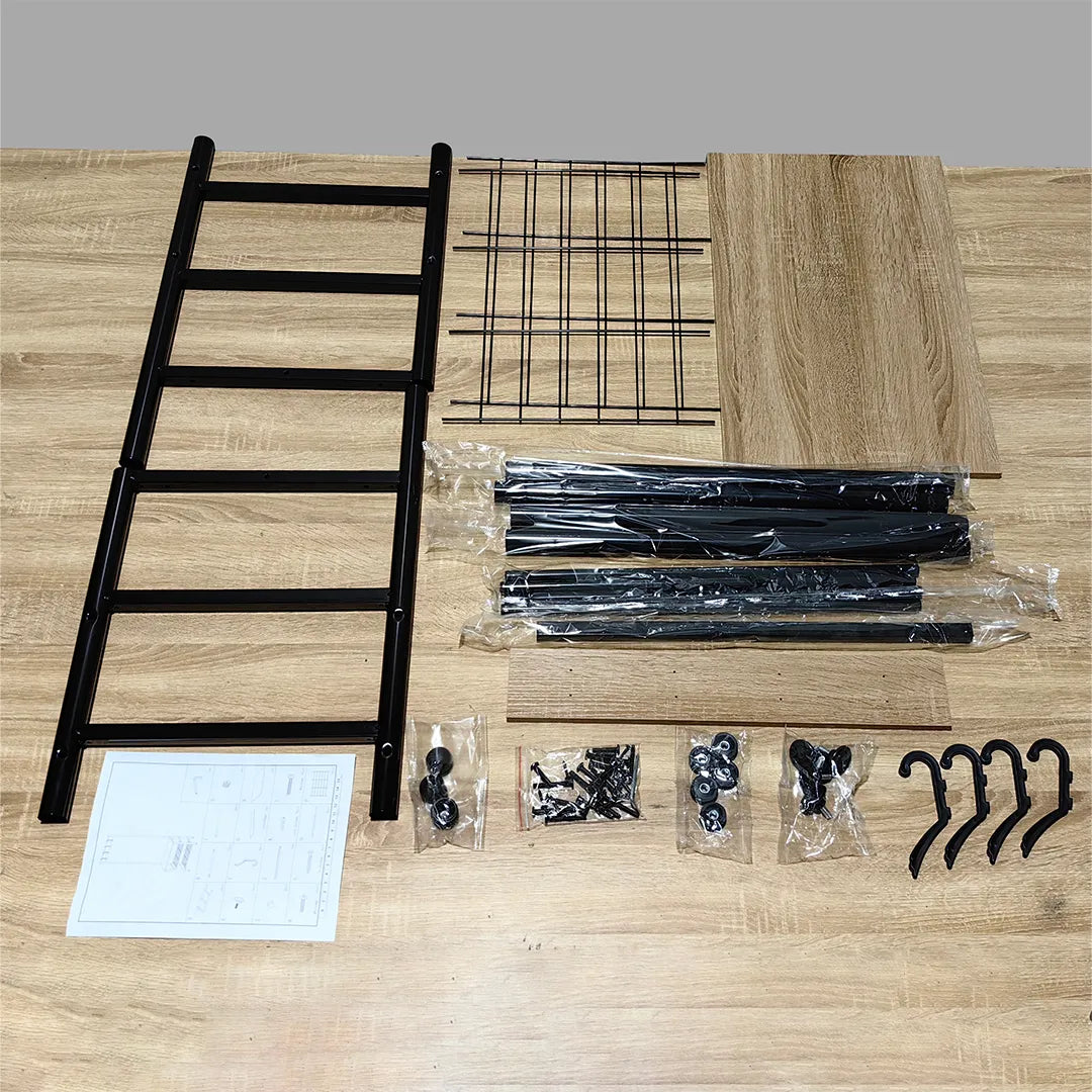 Perchero Zapatera con 3 Estantes de Hierro y Mdf