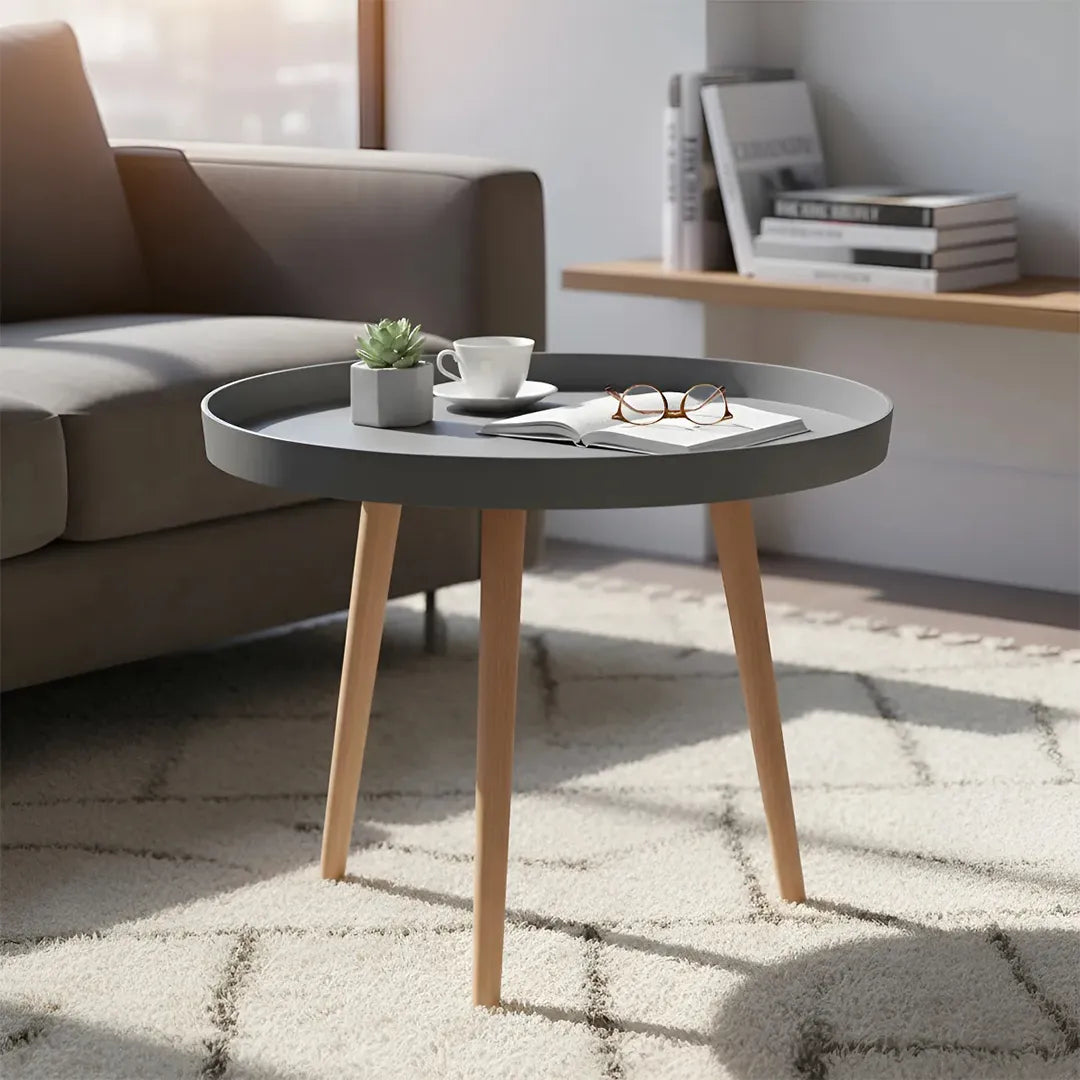 Mesa Bolpur Redonda Ratona de Madera y Plastico 40X44