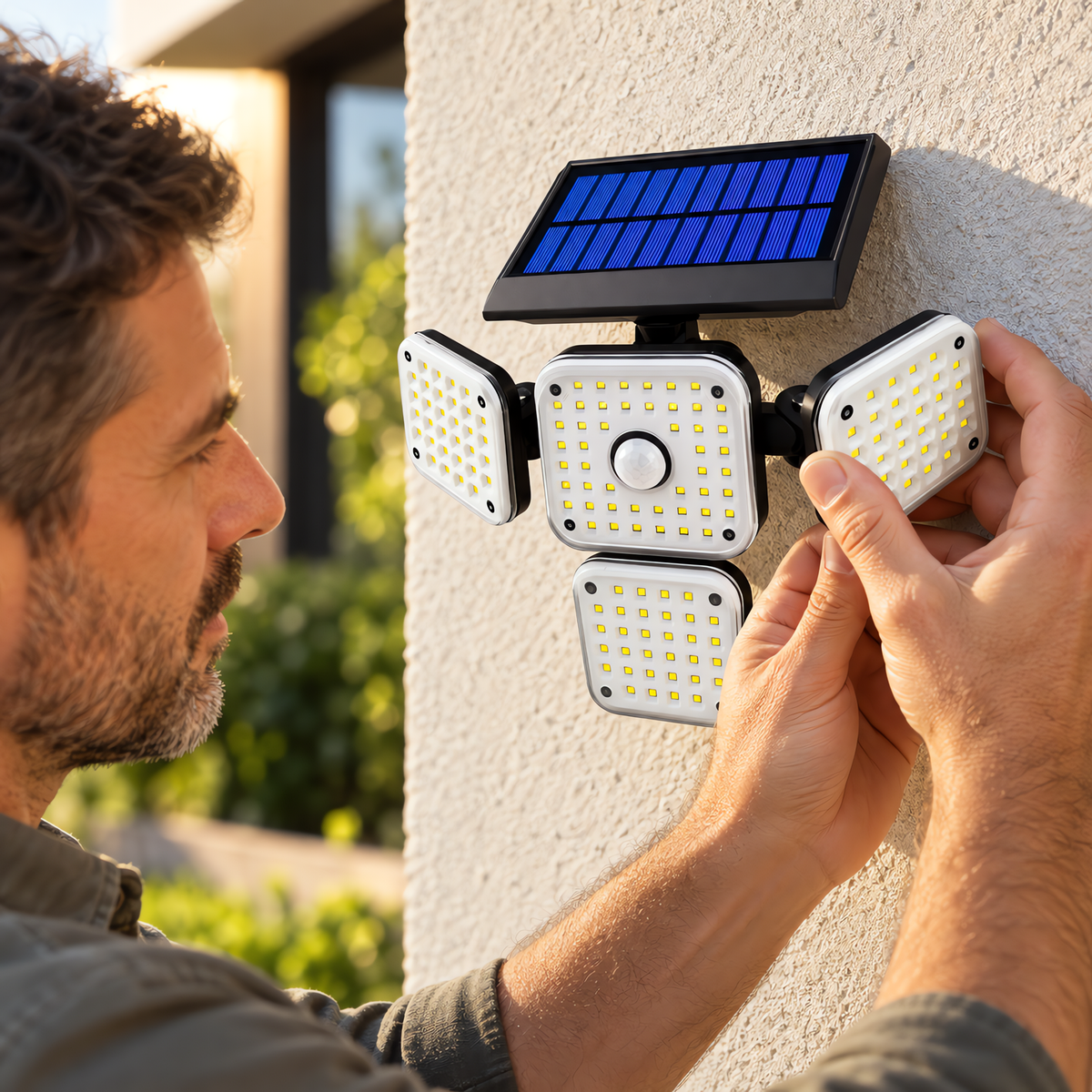 Foco con Panel Solar con 4 Focos Extensible