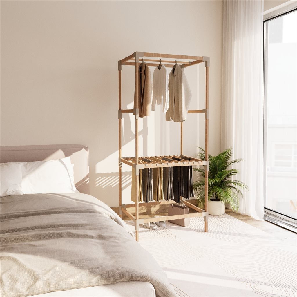 Organizador Perchero en Madera Y PPT 156x46x75cm