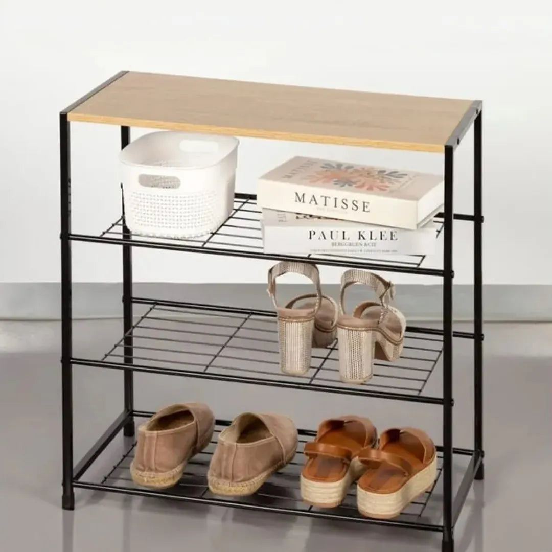 Mueble Zapatera de Hierro Y MDF 4 estantes