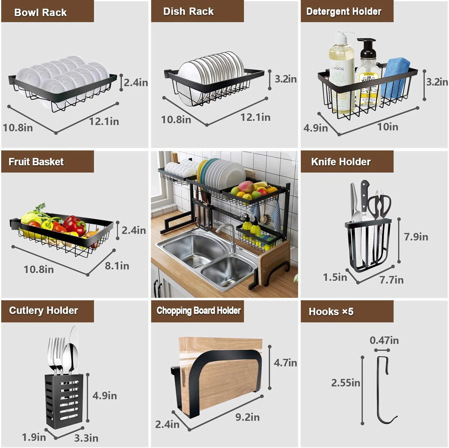 Escurridor de Platos Estructural 2 Pisos Premium para Mesada