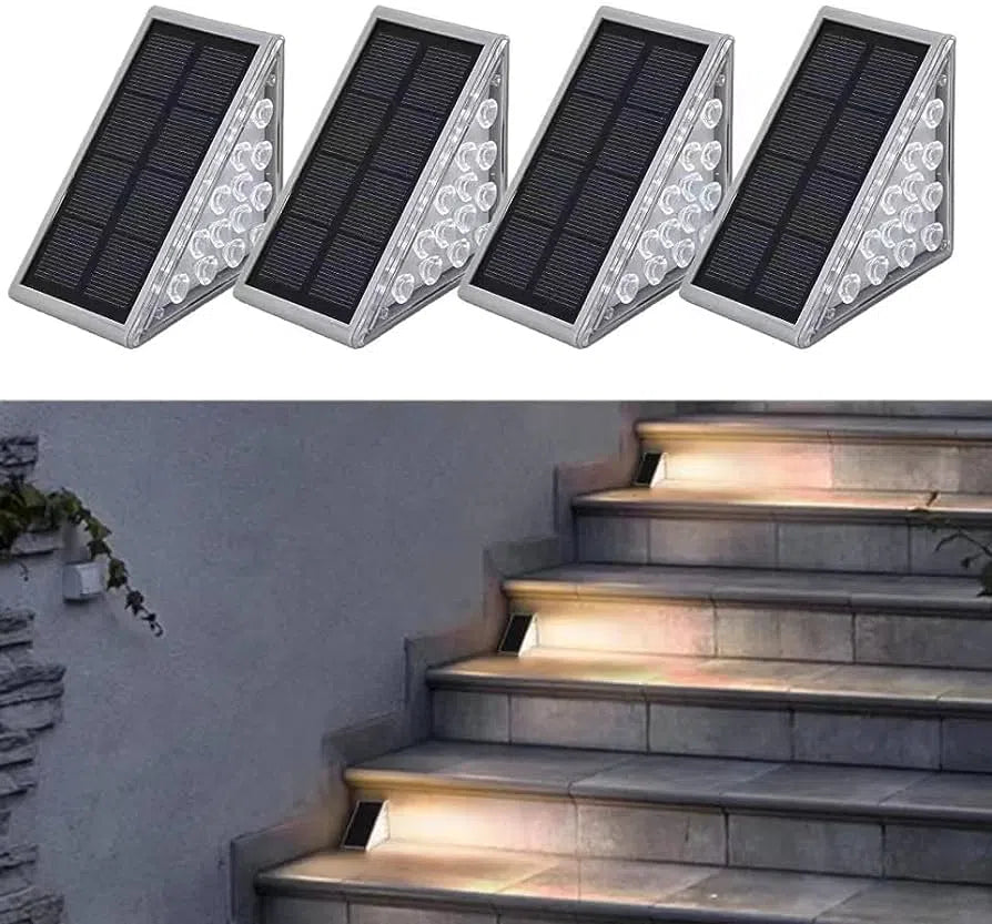 Pack de 4 Luces Solares triangular para Exterior con Panel