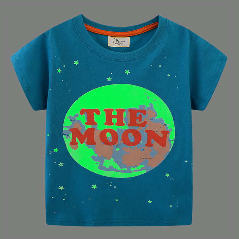 Camiseta Luminosa Diseño Luna para Niño