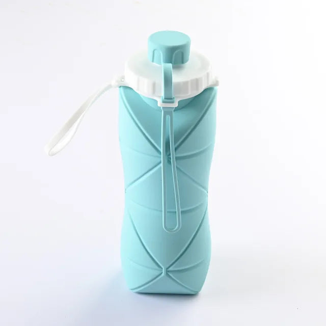 Botella de agua plegable para viaje, botella de agua plegable de 600 ml,  botella de agua plegable de silicona, botella de agua plegable diseñada a  medida para la perfección