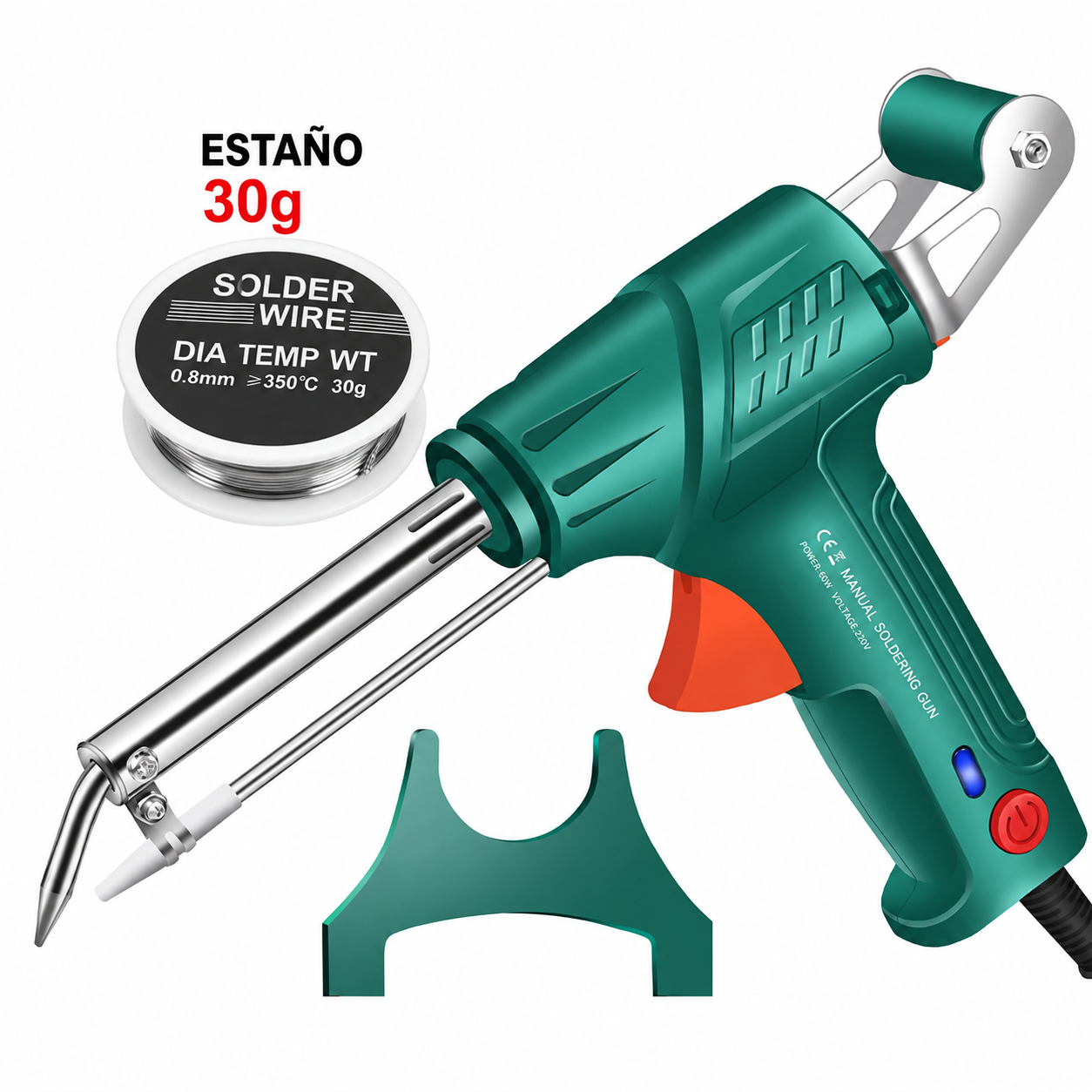 Pistola Soldadora 60W Kit con Estaño y Accesorios