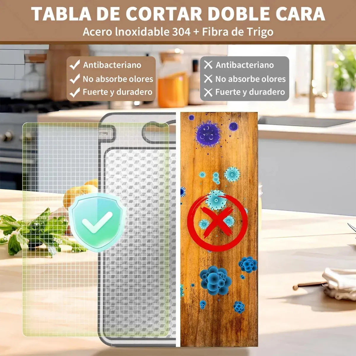 Tabla De Cortar Multifuncional De Acero Doble Cara 2 en 1