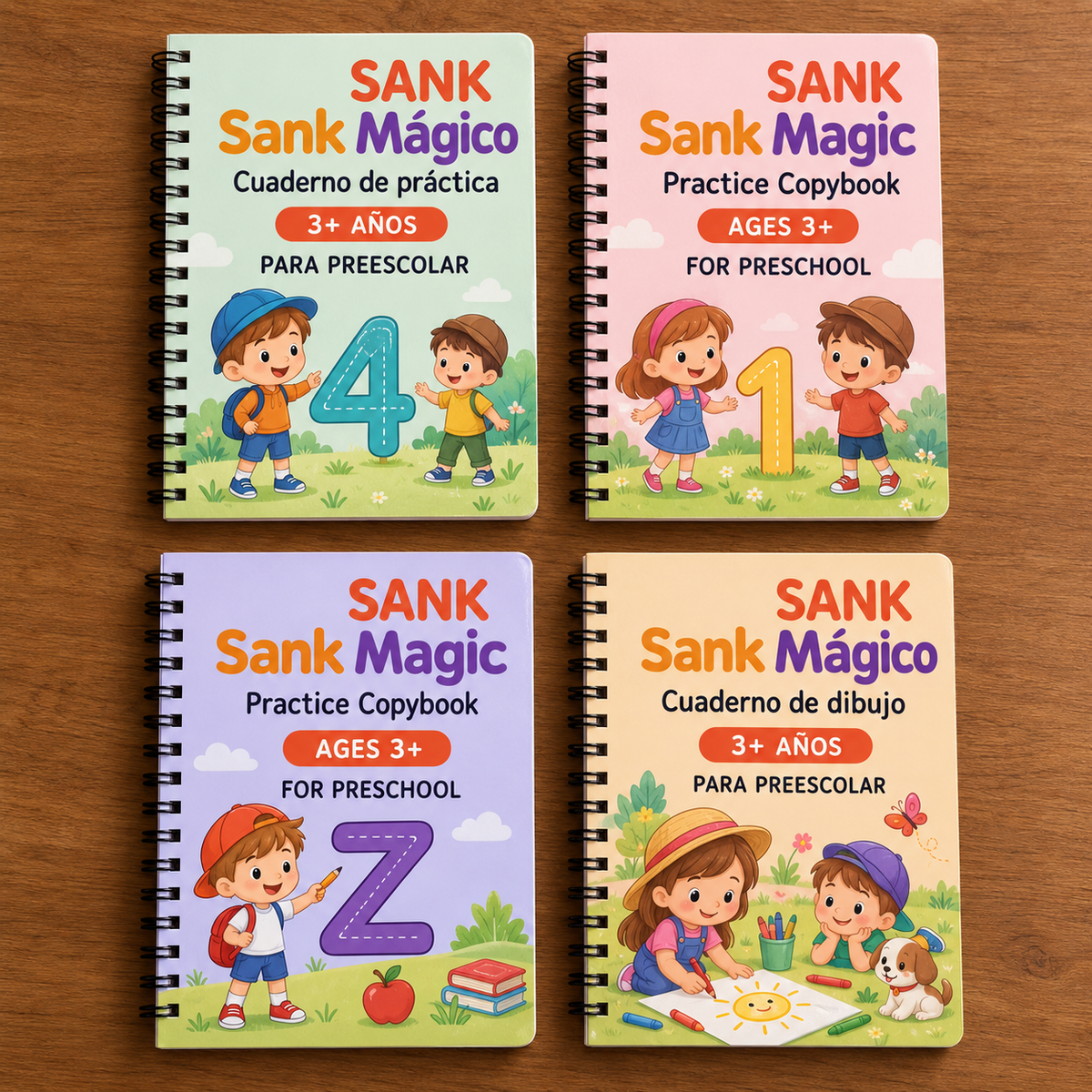 Set de 4 Libros Didacticos de Escritura Reutilizable