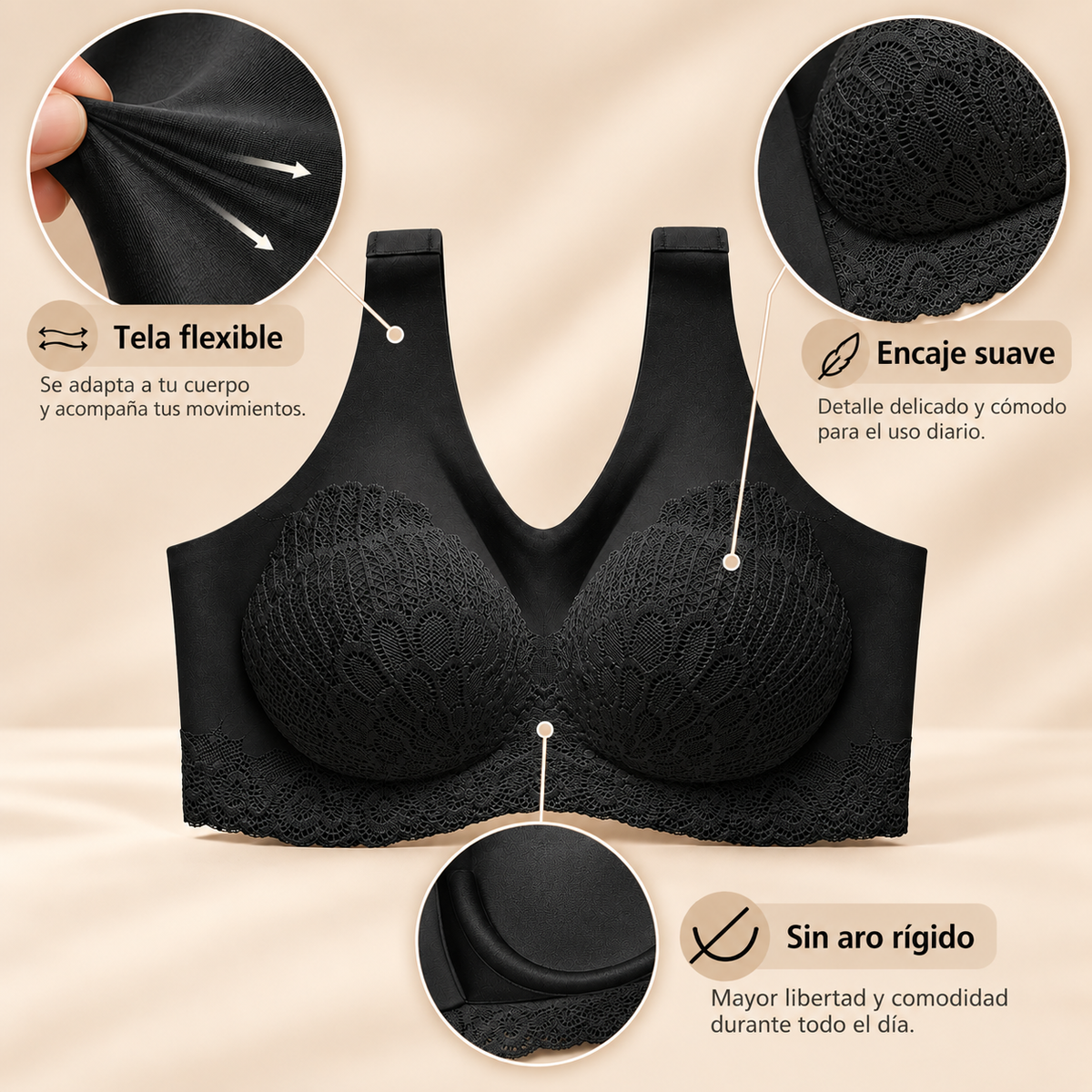 Sujetadores Antishake de Látex sin costuras para Mujer