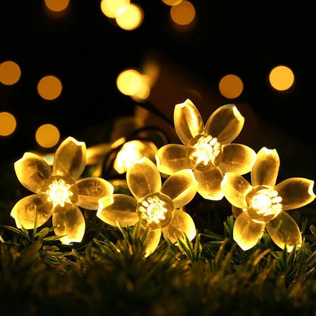 Luces Decorativas Flores para Jardin con Panel Solar