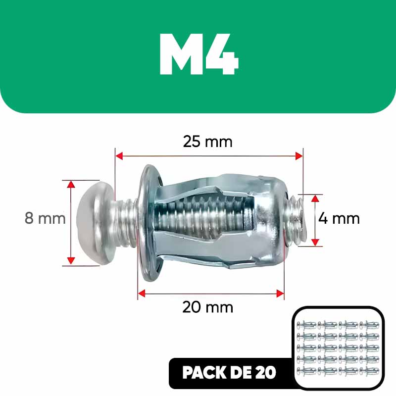 Set de 20 Remache con Tornillo de Expansión