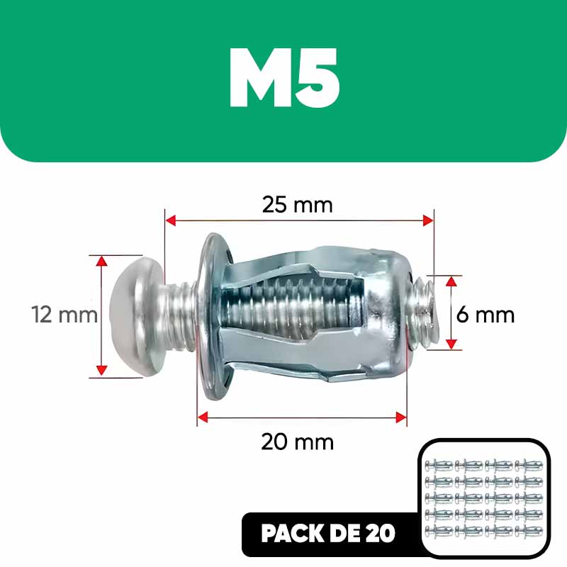 Set de 20 Remache con Tornillo de Expansión