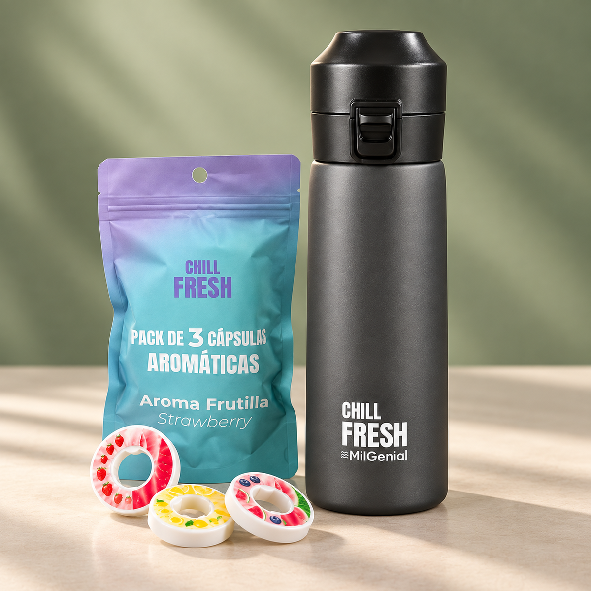 Botella Aromatica Chill Fresh con 3 Capsulas de Regalo