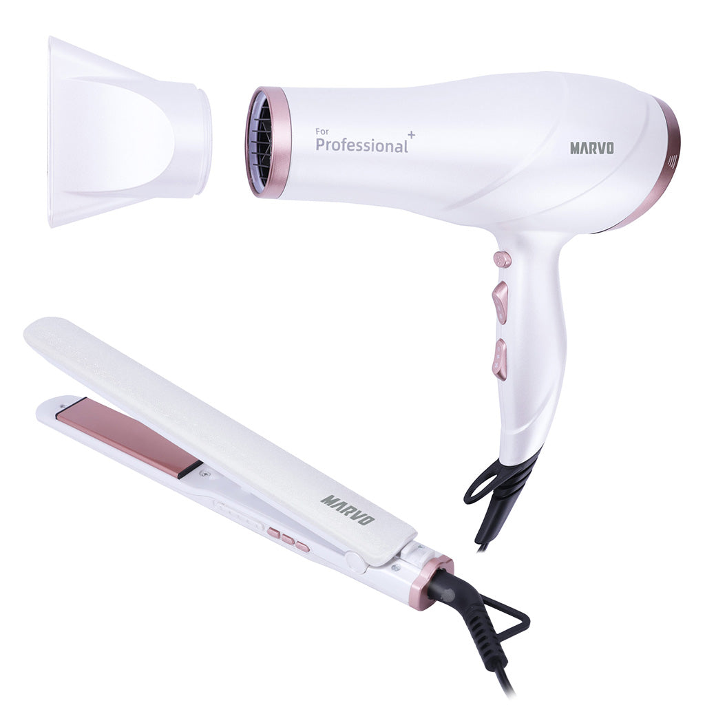 Alisador de Cabello Marvo + Secador Blanco