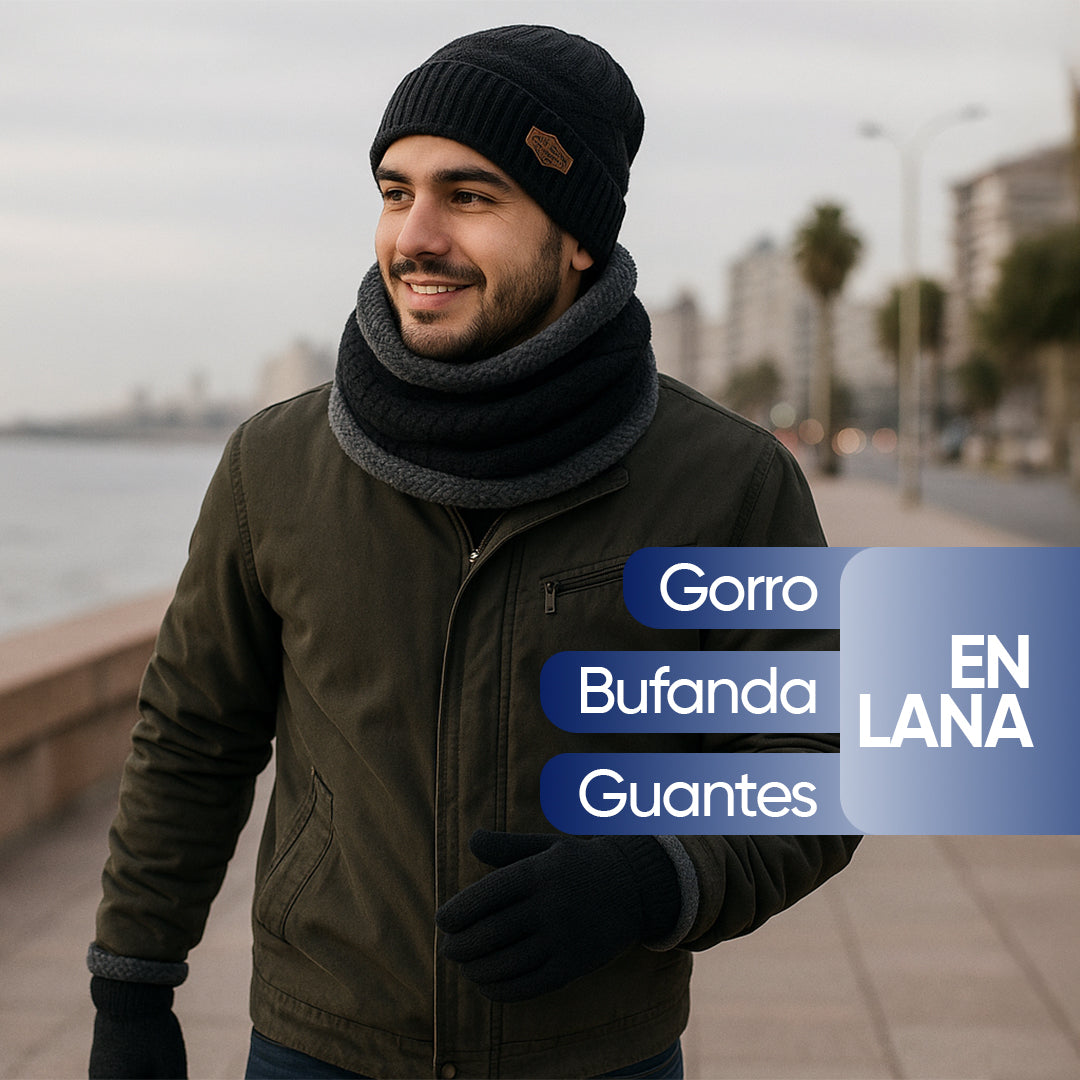 Set de Gorro, Guantes y Bufanda en Lana