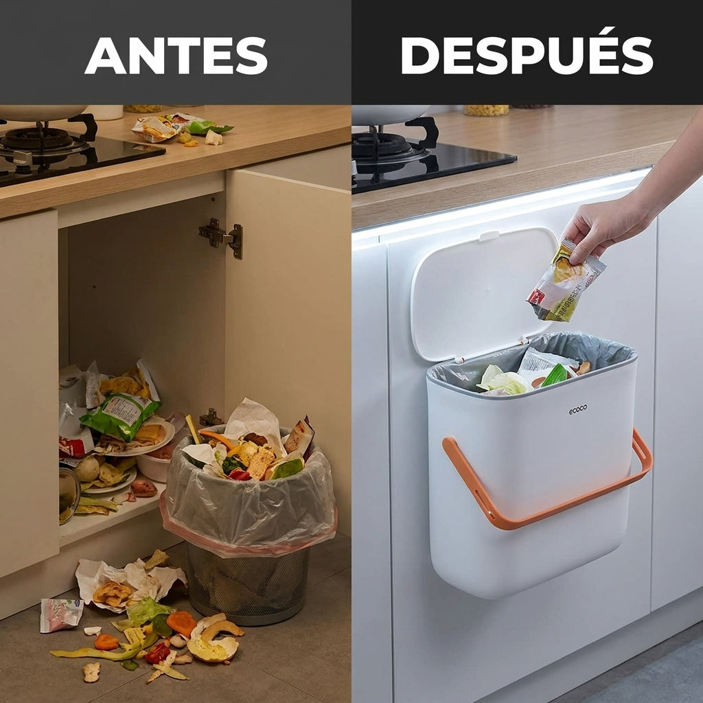 Basurero Papelera  con Tapa para Colgar Cocina Ecoco 10 L