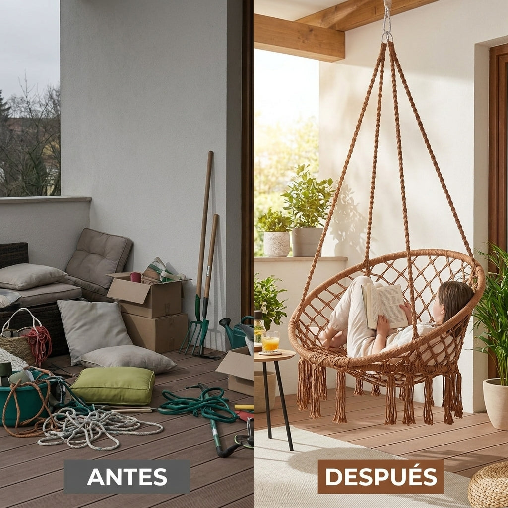 Silla Hamaca Colgante de Macramé