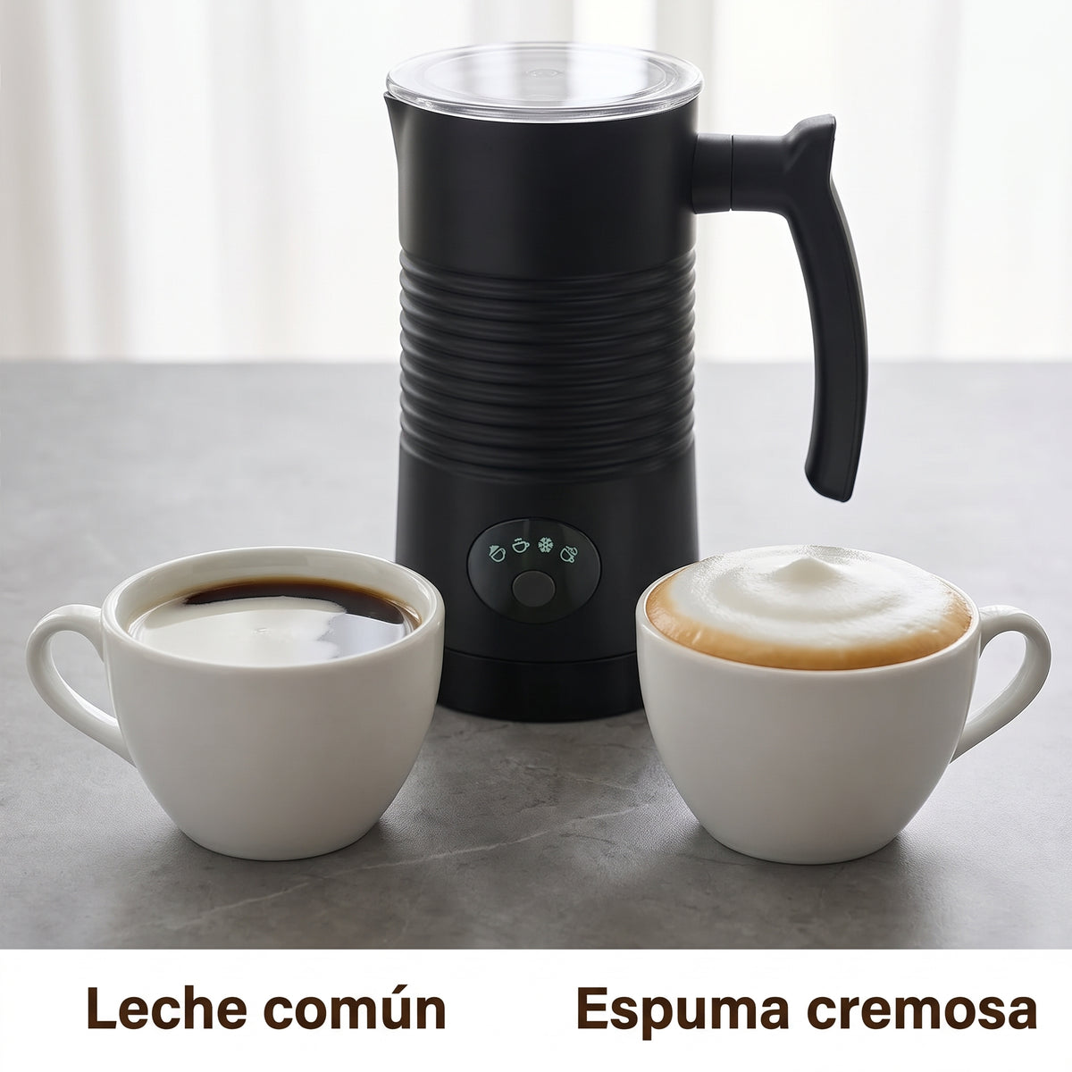 Espumador de Leche Eléctrico 4 en 1  Automático - Antes y después