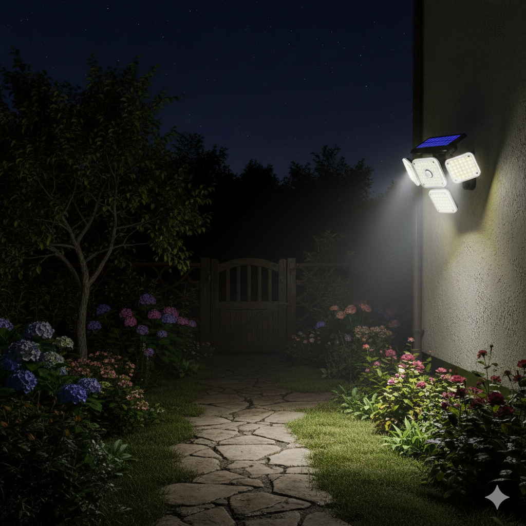 Foco con Panel Solar con 4 Focos Extensible