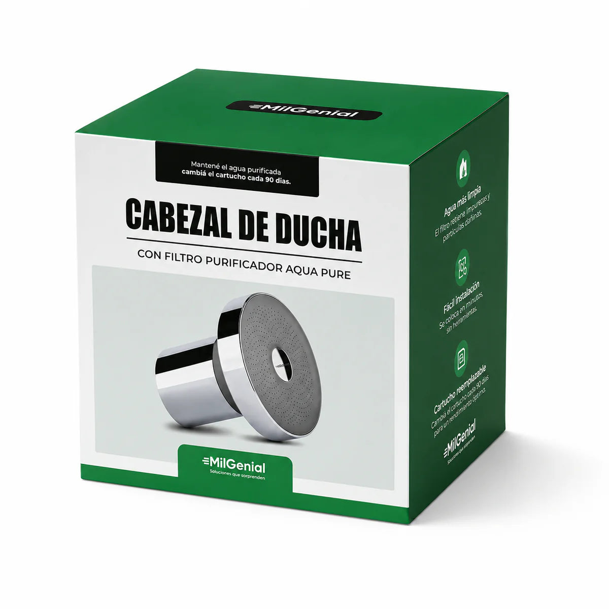 Pack Cabezal de Ducha + 2 Filtros Purificadores de Aqua Pure Milgenial