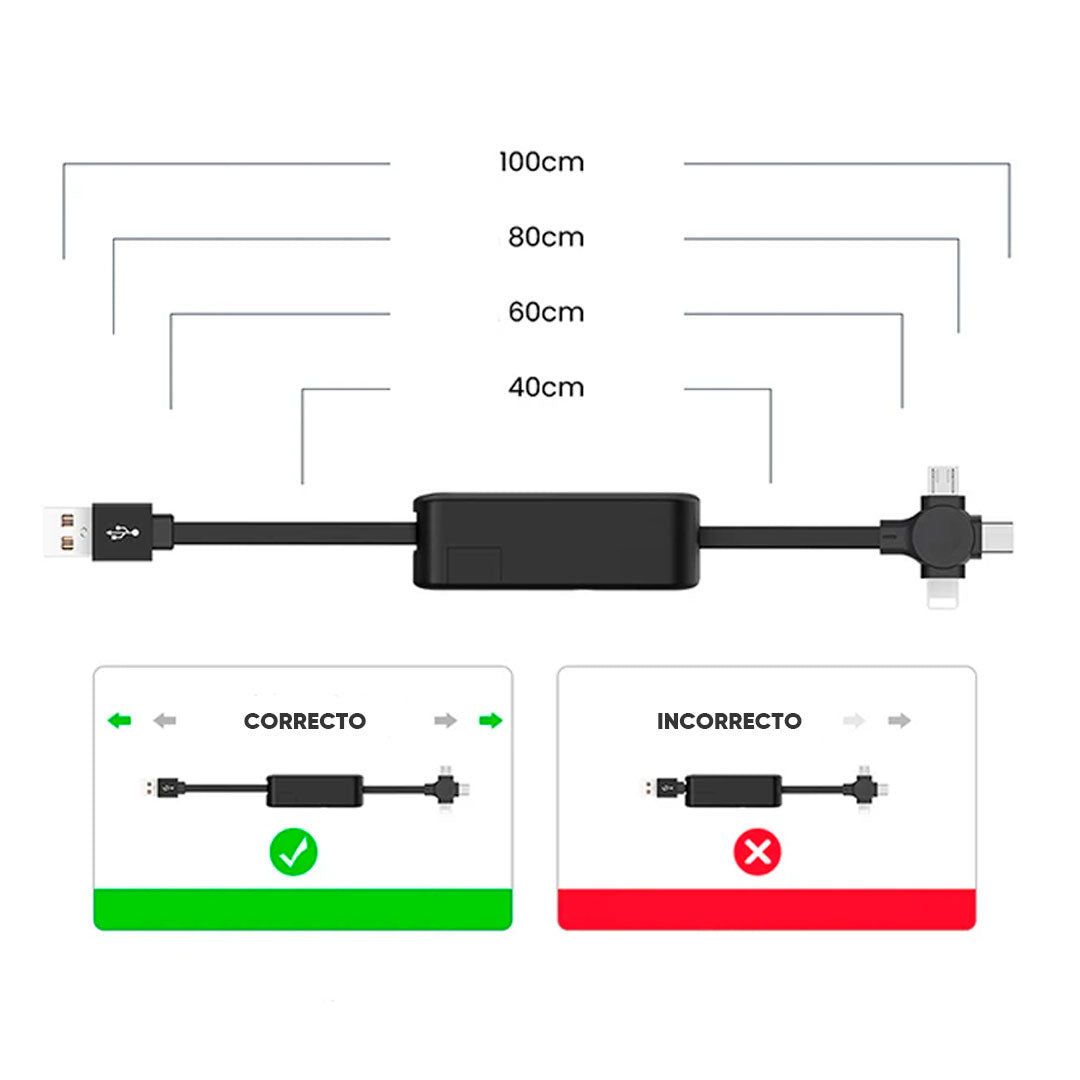 Cable Cargador Usb Retráctil Carga Rapida