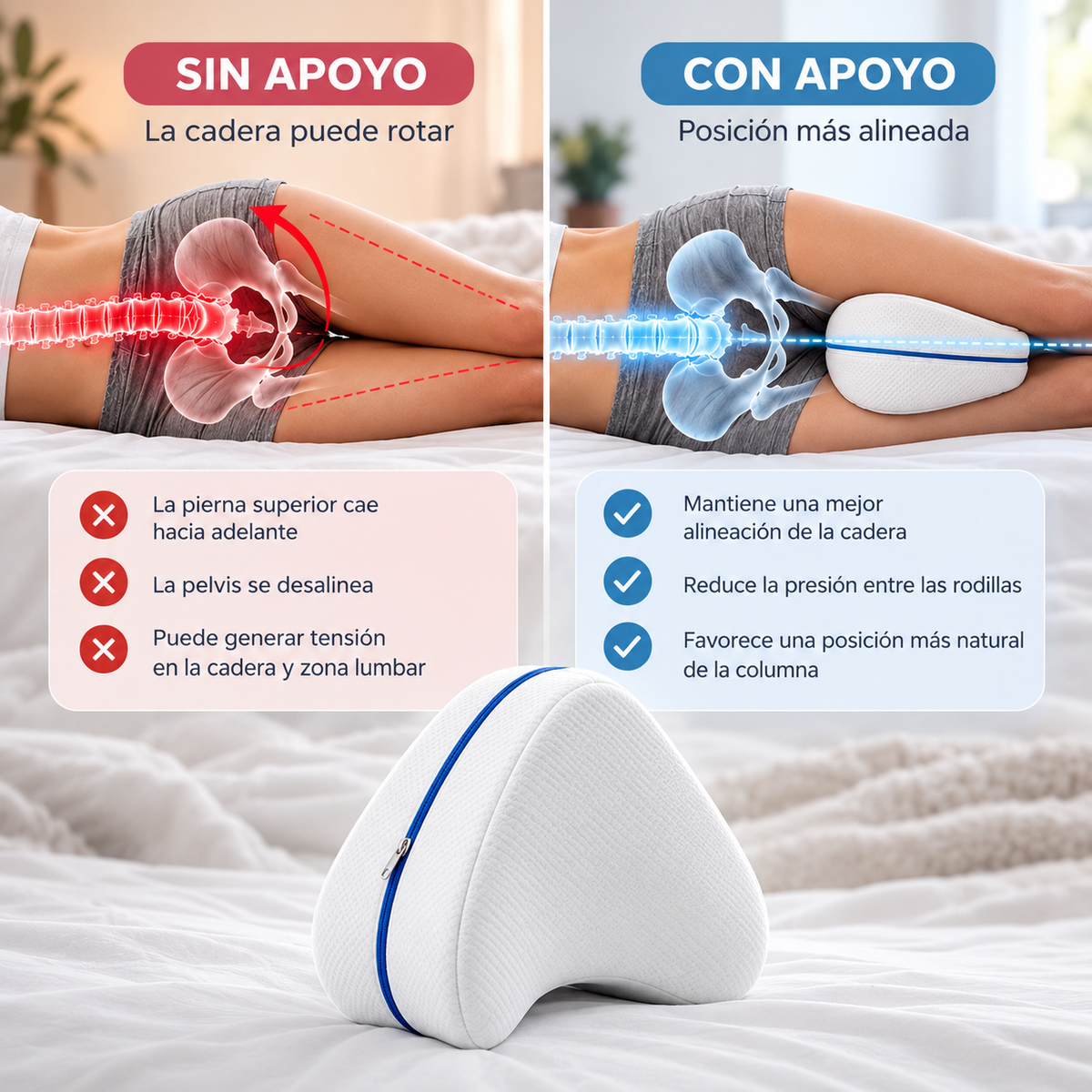 Almohada Para Piernas Y Rodillas Blanca