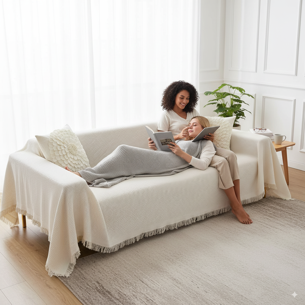 Funda Sofa Tejida en Algodon 2 Plazas