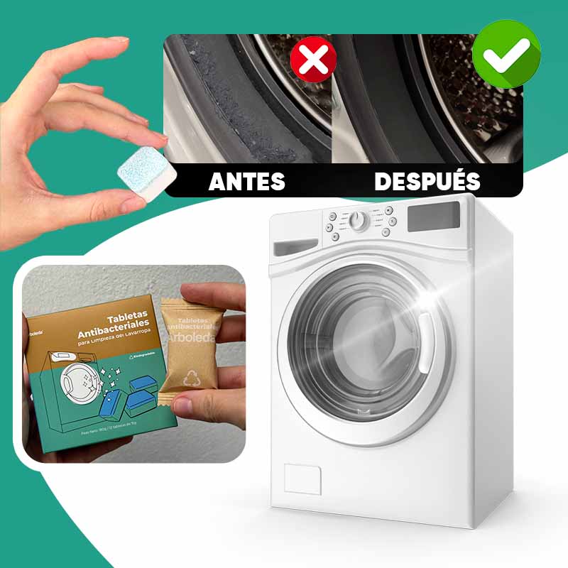 12 Tabletas Arboleda Antibacterial para Limpieza Lavarropa