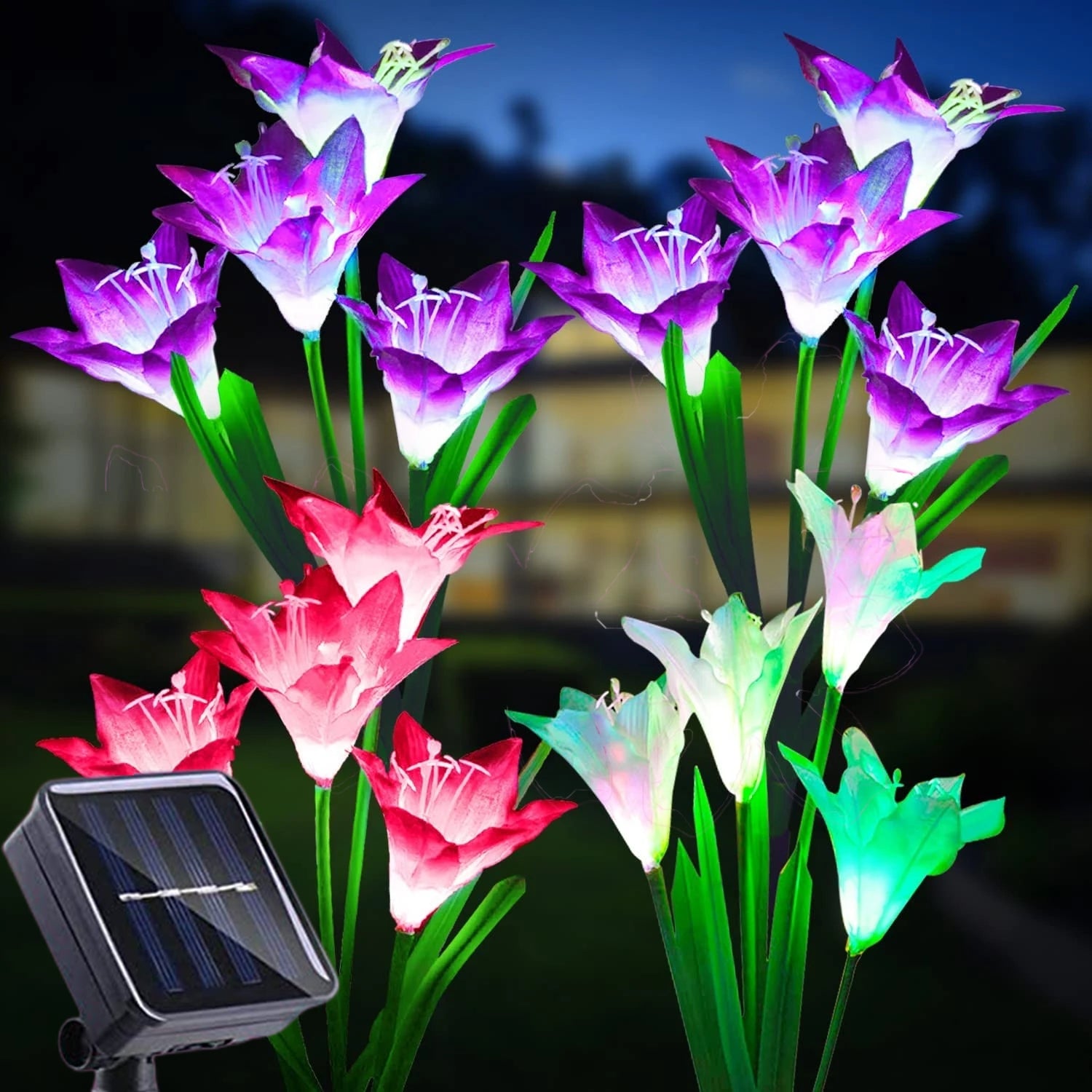 Luces Decorativas Tulipan para Jardin con Panel Solar
