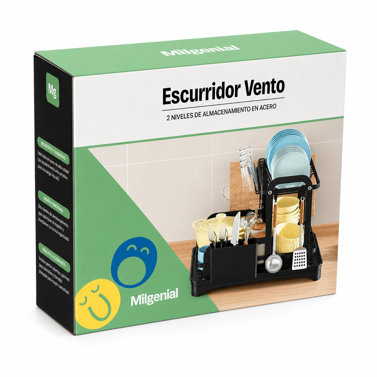 Escurridor Vento de Acero con 2 Pisos y Drenaje MilGenial
