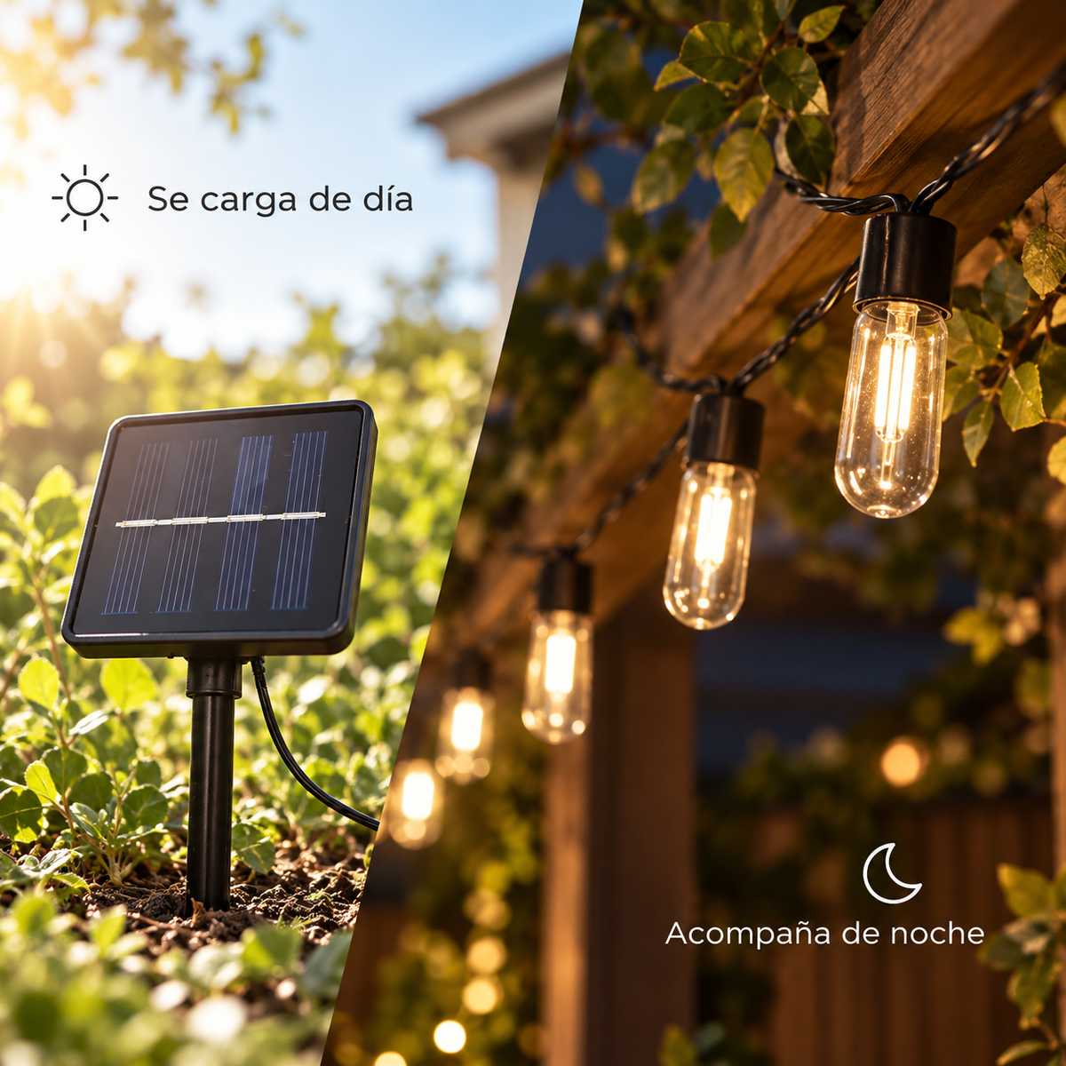 Guirnalda Luces Led Edison 5Mts con Panel Solar