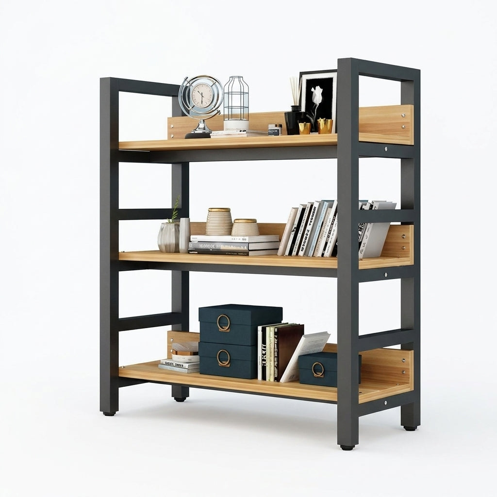 Estantería de Madera y Metal de 3 Niveles