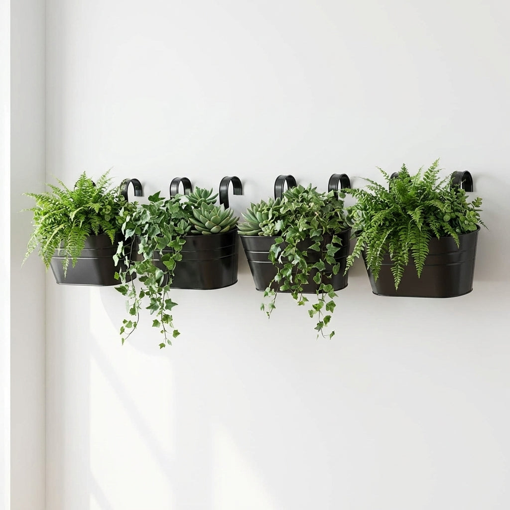 Pack de 4 Macetas de Metal para Barandilla Plantas