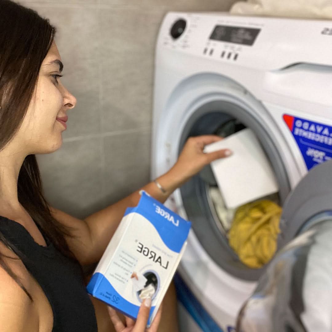 32 Hojas de Detergente Jabon ecológico para ropa LARGE