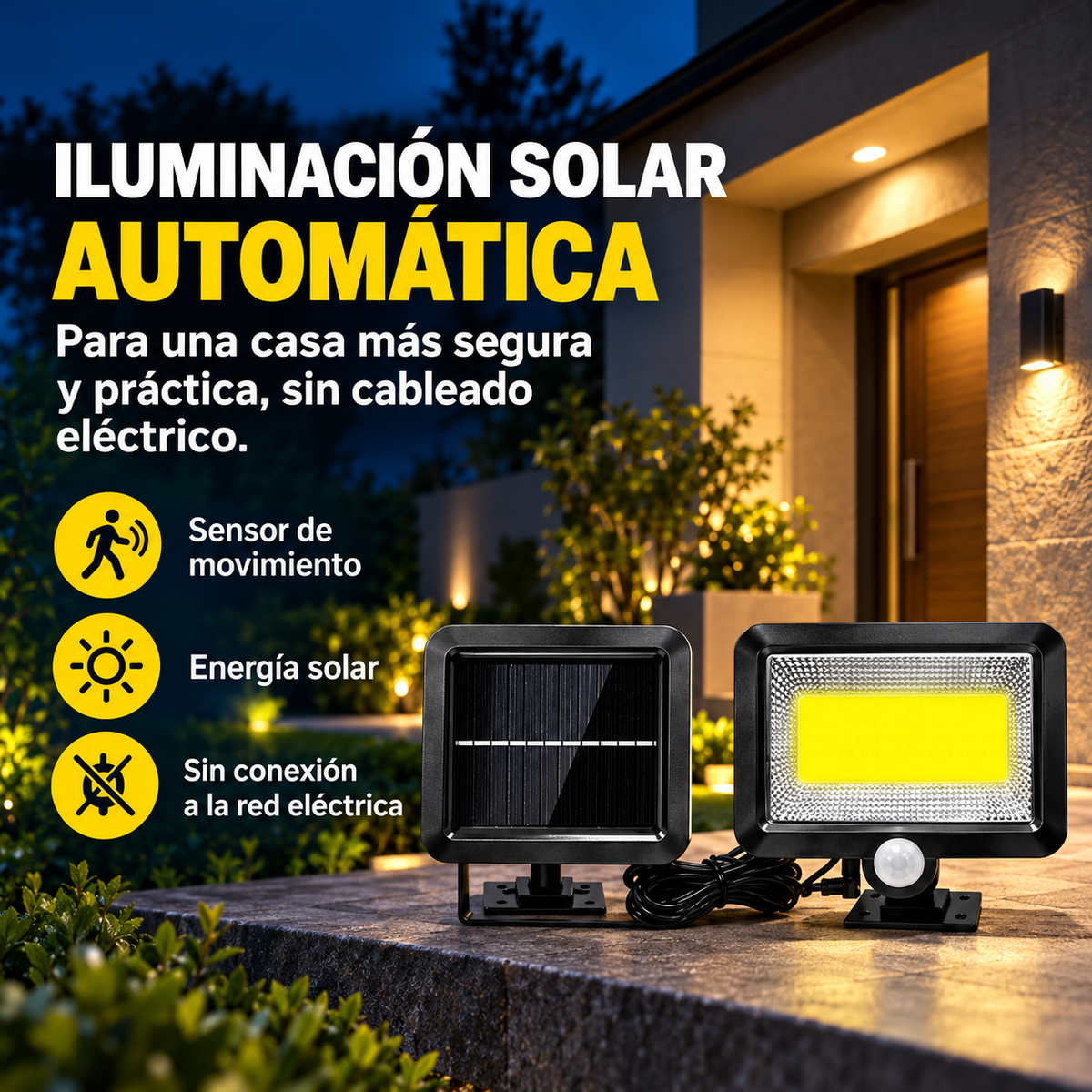 Foco Solar Led 30w con Sensor De Movimiento