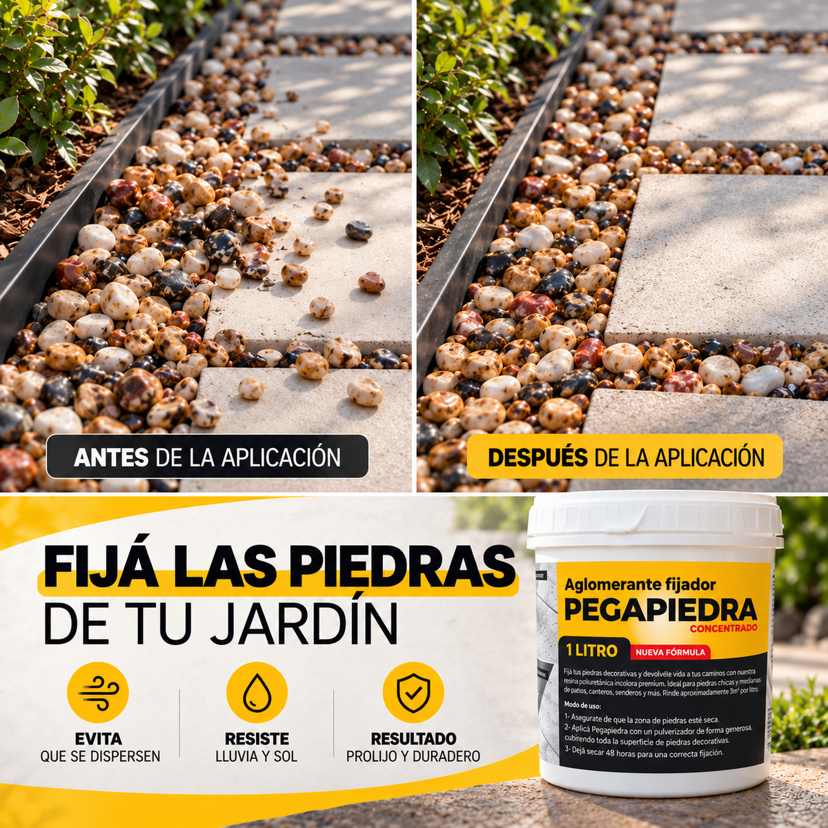 Fijador para piedras de Jardín PEGAPIEDRA 1L Leisel