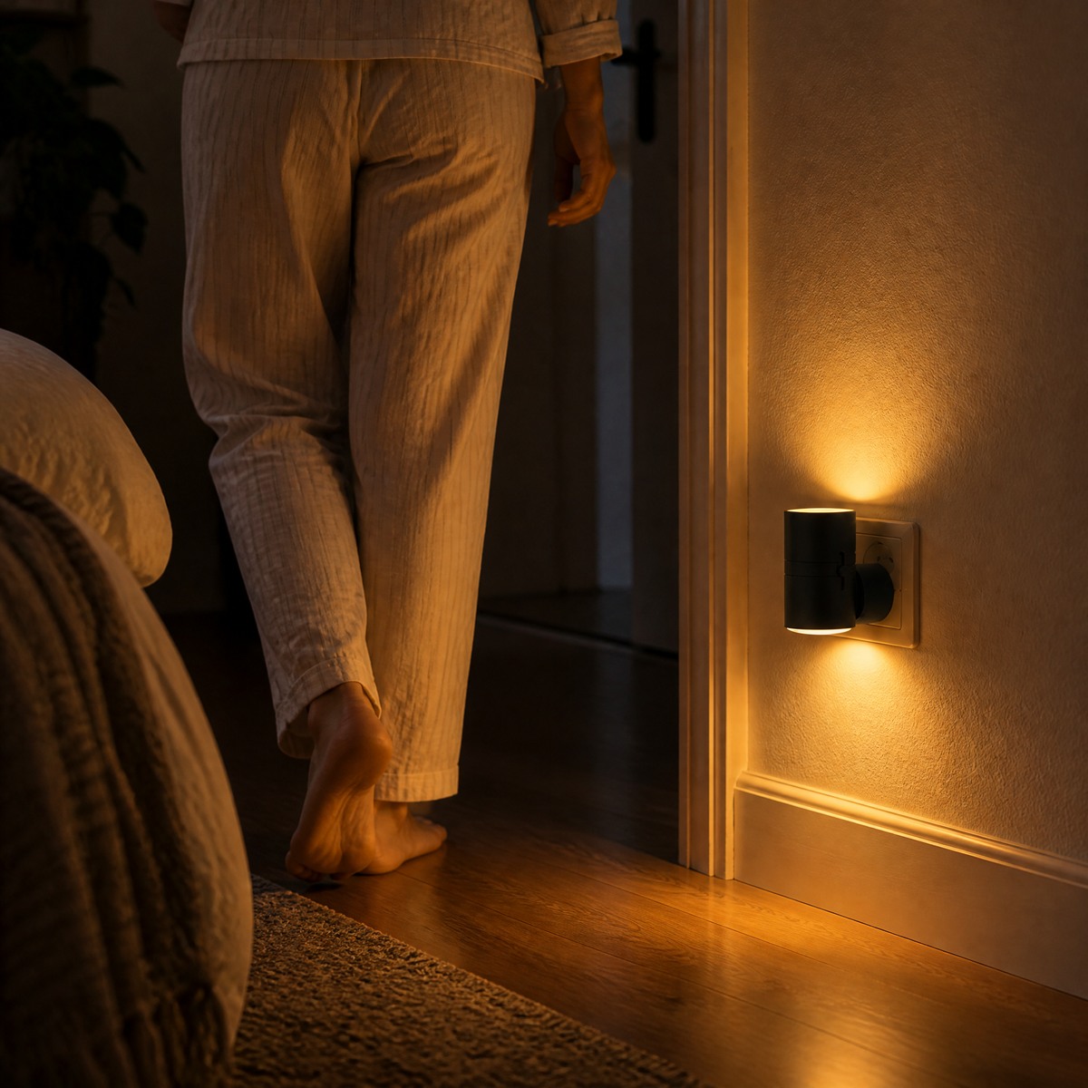 Lampara Veladora Led Dimerizable de Pared Plug-In Calida
