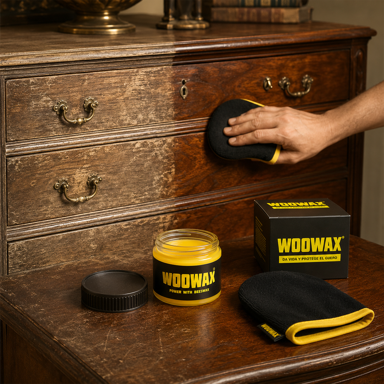 Pack de 3 + 1 GRATIS -  Lustrador de Muebles y Madera de Cera de Abejas WooWax