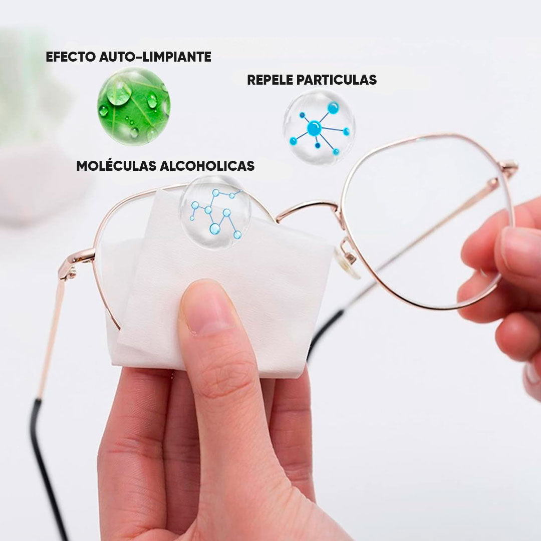 100 Toallas de Limpieza Anti Empaño para Lentes y Pantallas